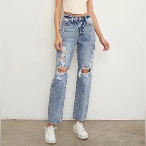 Insane Gene Stonewashed High Waist Ripped Boyfriend Jeans Size 11/29